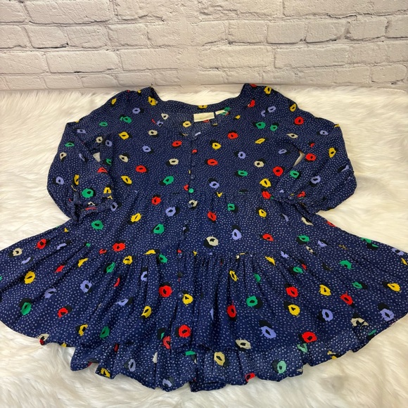 Anthropologie Maeve Navy Ruffled Hem Top Size Small - Picture 3 of 8